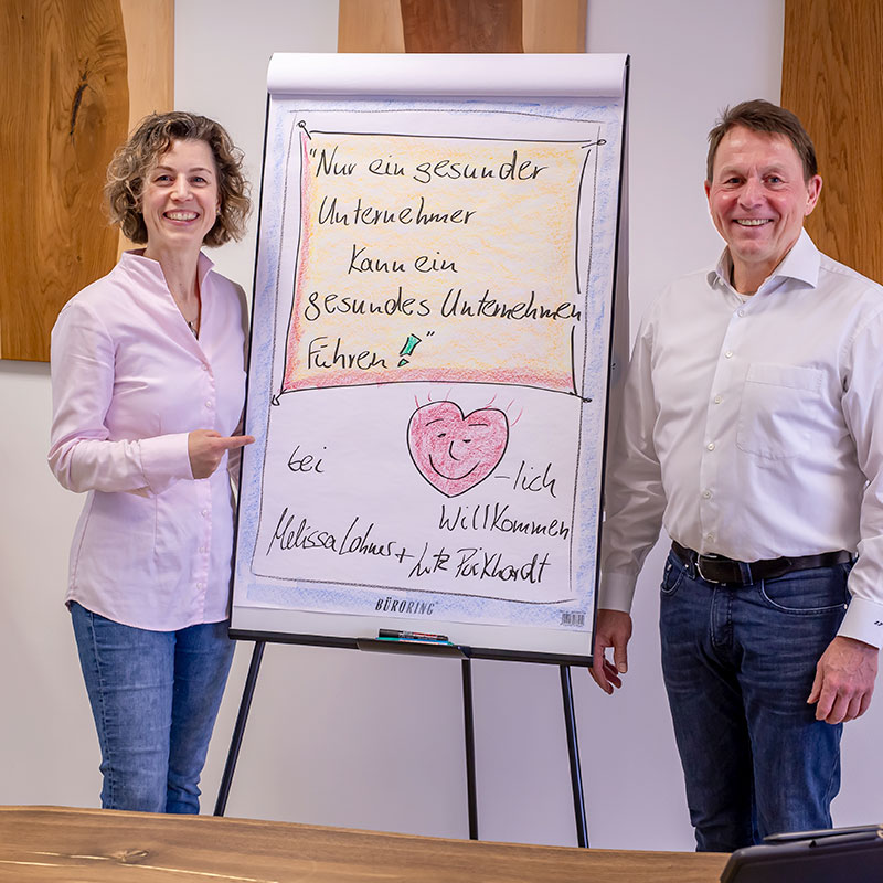 Gesunder Unternehmer: Experten Melissa Lohner, Heilprakterin, und Lutz Pickhardt, Businesscoach